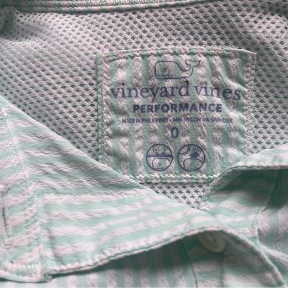 Vineyard Vines Performance Seersucker Mint White Romper Size 0 - Picture 7 of 9